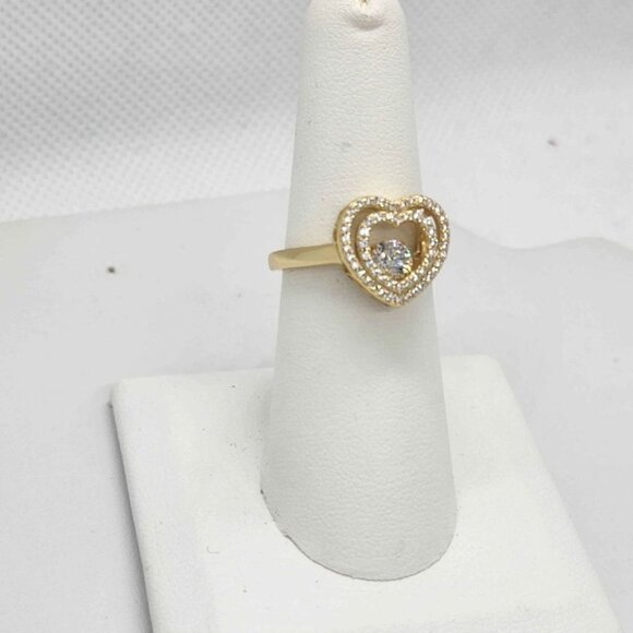 Brand New   Sterling Silver 925 Double Heart Dancing Stone Ring - Picture 3 of 4
